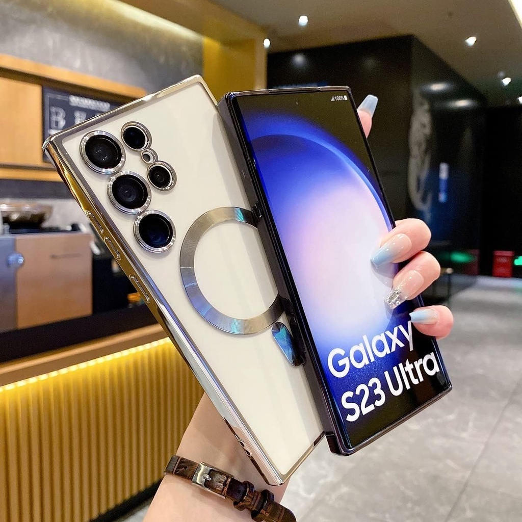 เคสใสกันกระแทก แม่เหล็ก สำหรับ เคสซัมซุงSamsung Galaxy S24 S23 S22 S21 S20 plus ultra FE note 10 20 ultra ชาร์จแบบไร้สาย - รูปที่ 6