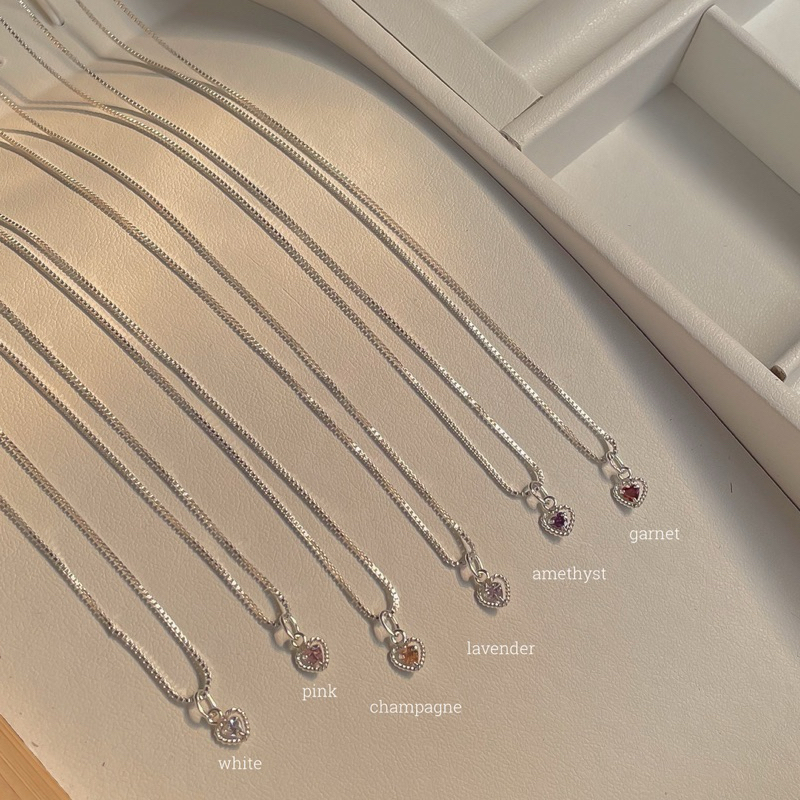 SissyJewelry // สร้อยคอเงินแท้ จี้ heart in twisted heart box chain necklace 🎁Free gift box🎁