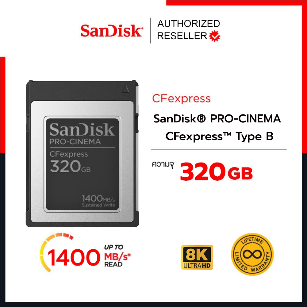 SanDisk PRO-Cinema CFexpress Type B 320GB and 640GB (SDCFEC) Up to 1400MB/s Read Speeds, 8K Video Li