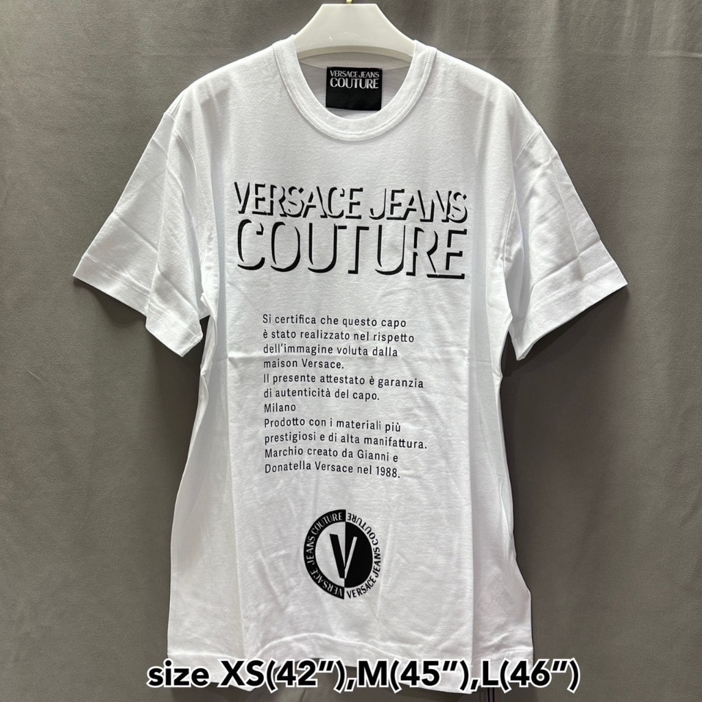 ลดหนักมาก เคลียร์สต็อค New Versace jeans couture สีขาว ผู้ชาย ของแท้ t-shirt tee เสื้อยืด แขนสั้น แบรนด์เนม เวอร์ซาเช่