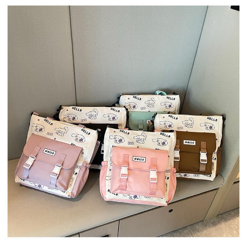 ส่งจากไทย (พร้อมส่ง) กระเป๋าสะพายข้าง กระเป๋าถือผ้าแคนวาสสไตล์ใหม่ ใบใหญ่ ผ้าหนา ถอดสายได้
