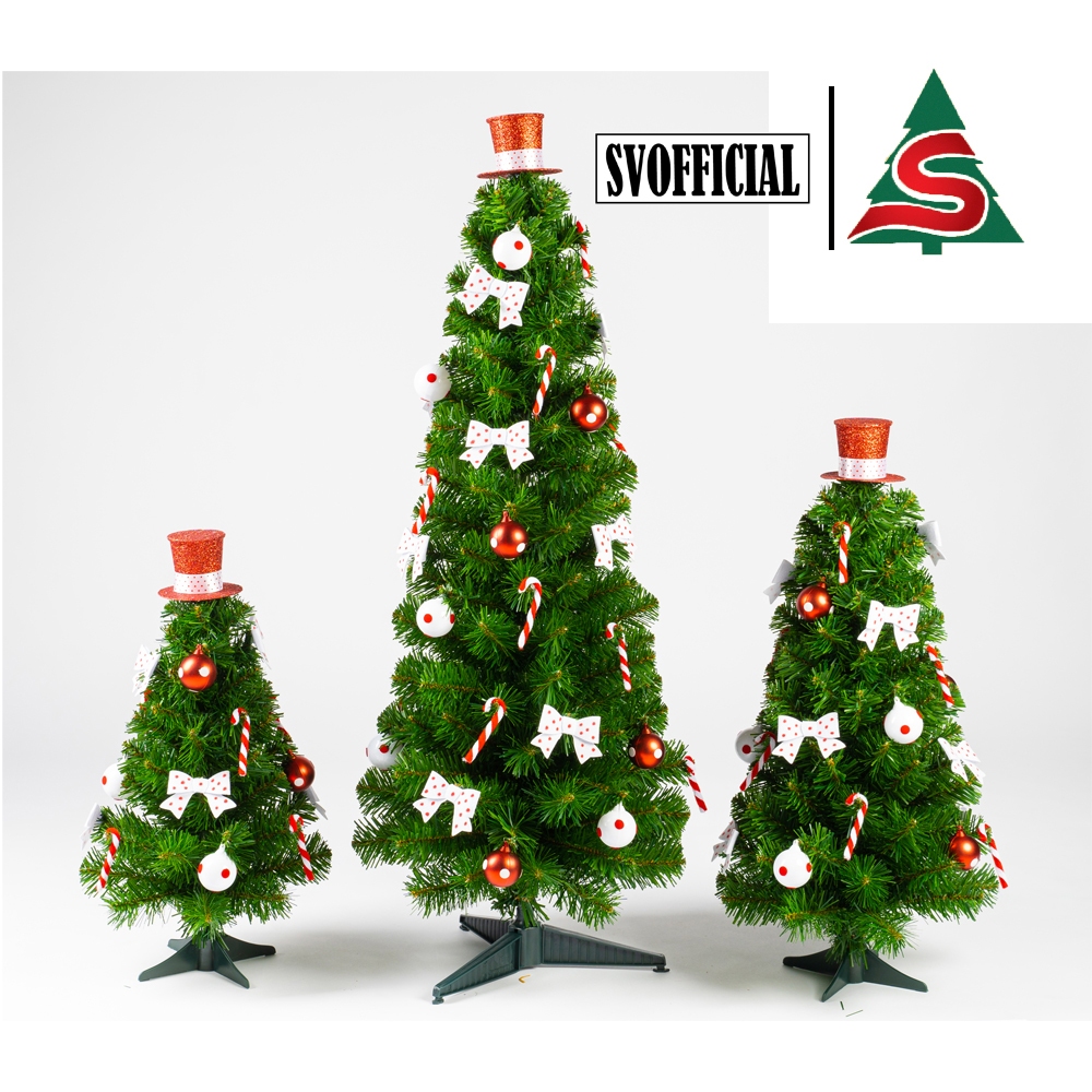 ต้นคริสต์มาสตกแต่งลายจุดขาวแดง ต้นคริสมาส ขนาด 1.5 - 3 ฟุต Christmas Tree 1.5 - 3F คละสี