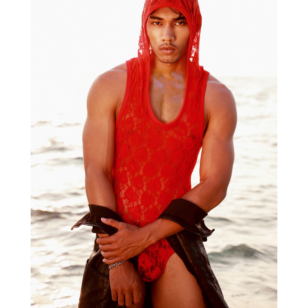 BS09 บอดี้สูทเซ็กซี่สำหรับผู้ชาย แบบมีฮู้ด ไฮแฟชั่น Awesome sport