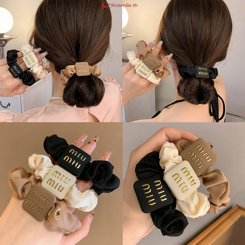 COD-ในไทย💖ยางรัดผม สีพื้นผ้าซาติน รูปตัวอักษร ความยืดหยุ่นสูง คุณภาพสูง สไตล์เกาหลี นักเรียนสำหรับผู้หญิงราคาถูกที่สุด