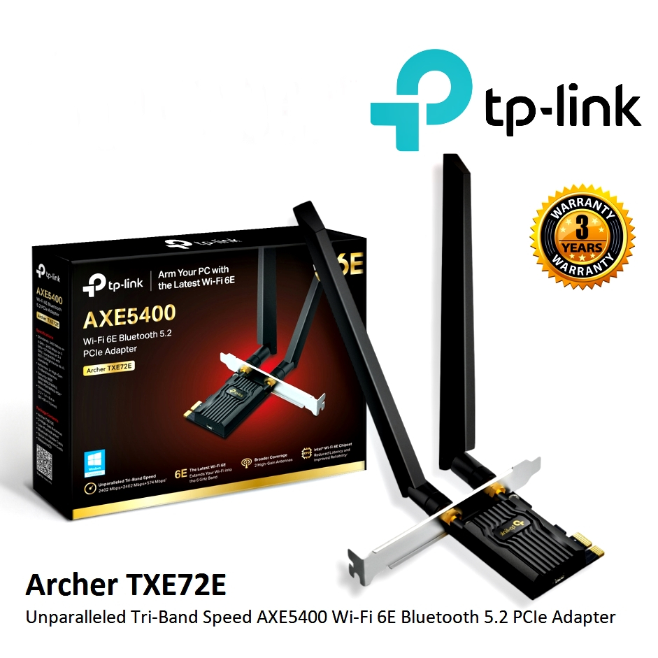 TP-LINK (ARCHER TXE72E) AXE5400 Wi-Fi 6E Bluetooth 5.2 PCIe Adapter