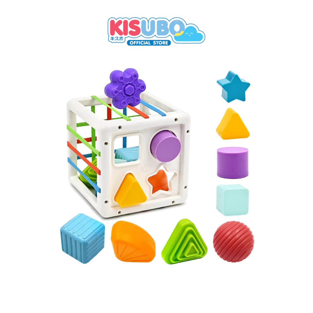 KISUBO บล็อกตัวต่อหยอด สีรุ้ง 11.5-20cm Shape Sorter Toy วัสดุ ABS ซิลิโคน ปลอดภัย