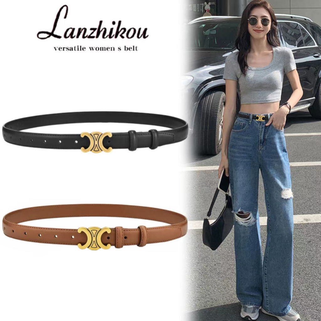 เข็มขัดหนังแฟชั่นเกาหลี สีพื้น แมทช์ลุคง่าย