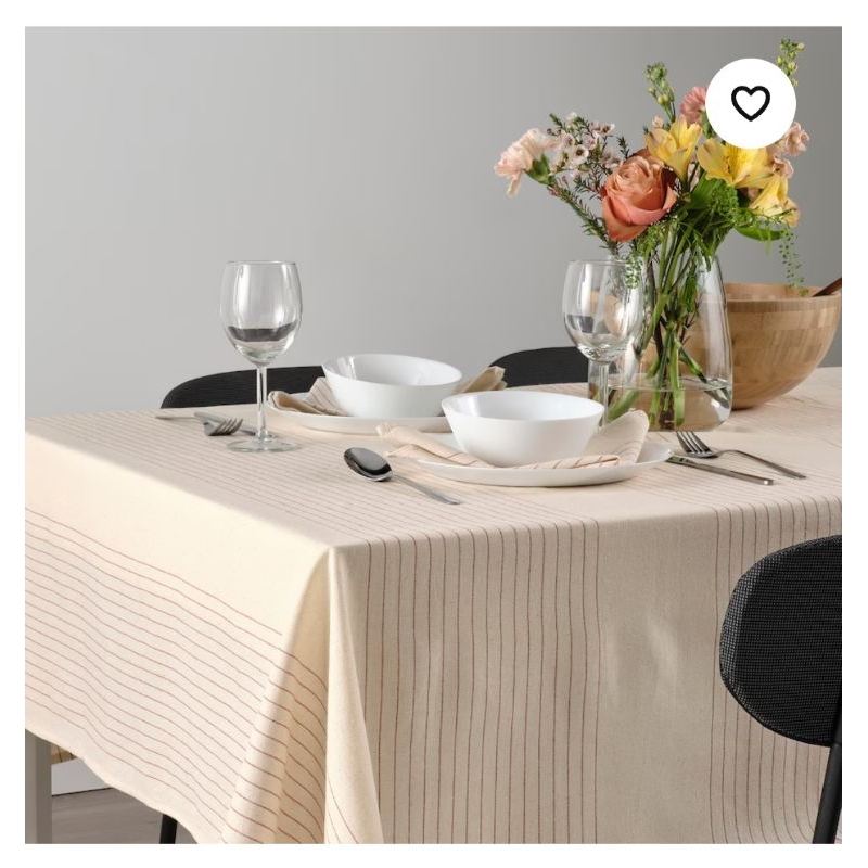 IKEAshopping IKEA VIPPSTARR วิปป์สตาร์ ผ้าปูโต๊ะ หรือ ผ้าเช็ดปาก, ลายทาง แดง/สีเนเชอรัล, 150x150 ซม.