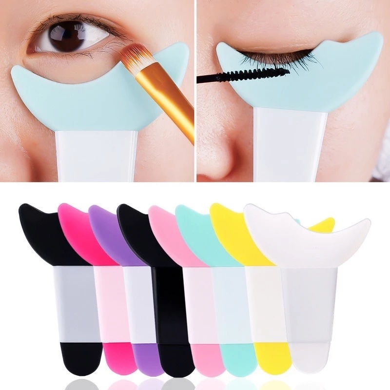 Y140 แผ่นซิลิโคน 3 in 1 ที่กั้นอายไลเนอร์ ปัดมาสคาร่า แต่งตา กันเลอะ คละสี