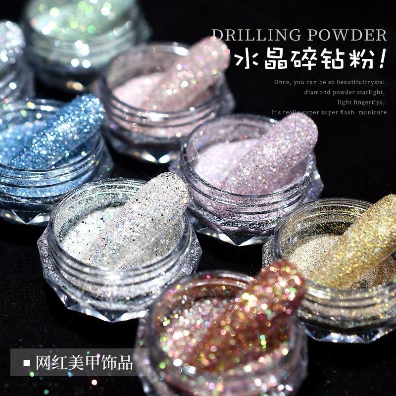 ผงกากเพชรเม็ดเล็ก ตกแต่งหน้าเล็บ เพิ่มความสวยงามให้กับเล็บ (กระปุก 13 บาท)