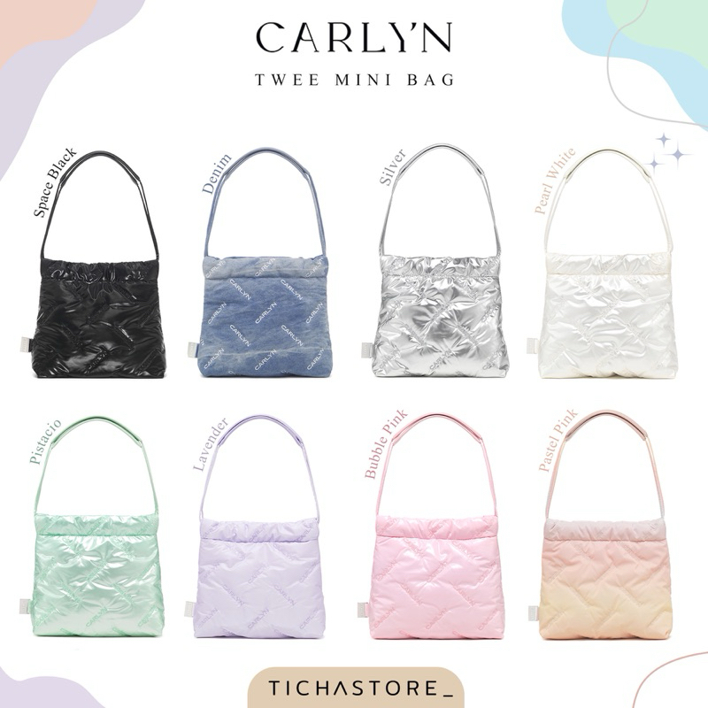 (พร้อมส่ง) Carlyn Twee Mini/M สี Silver/Pearl white/Denim/Black/Cotton Candy/Lavender/Pink ของแท้จากเกาหลี