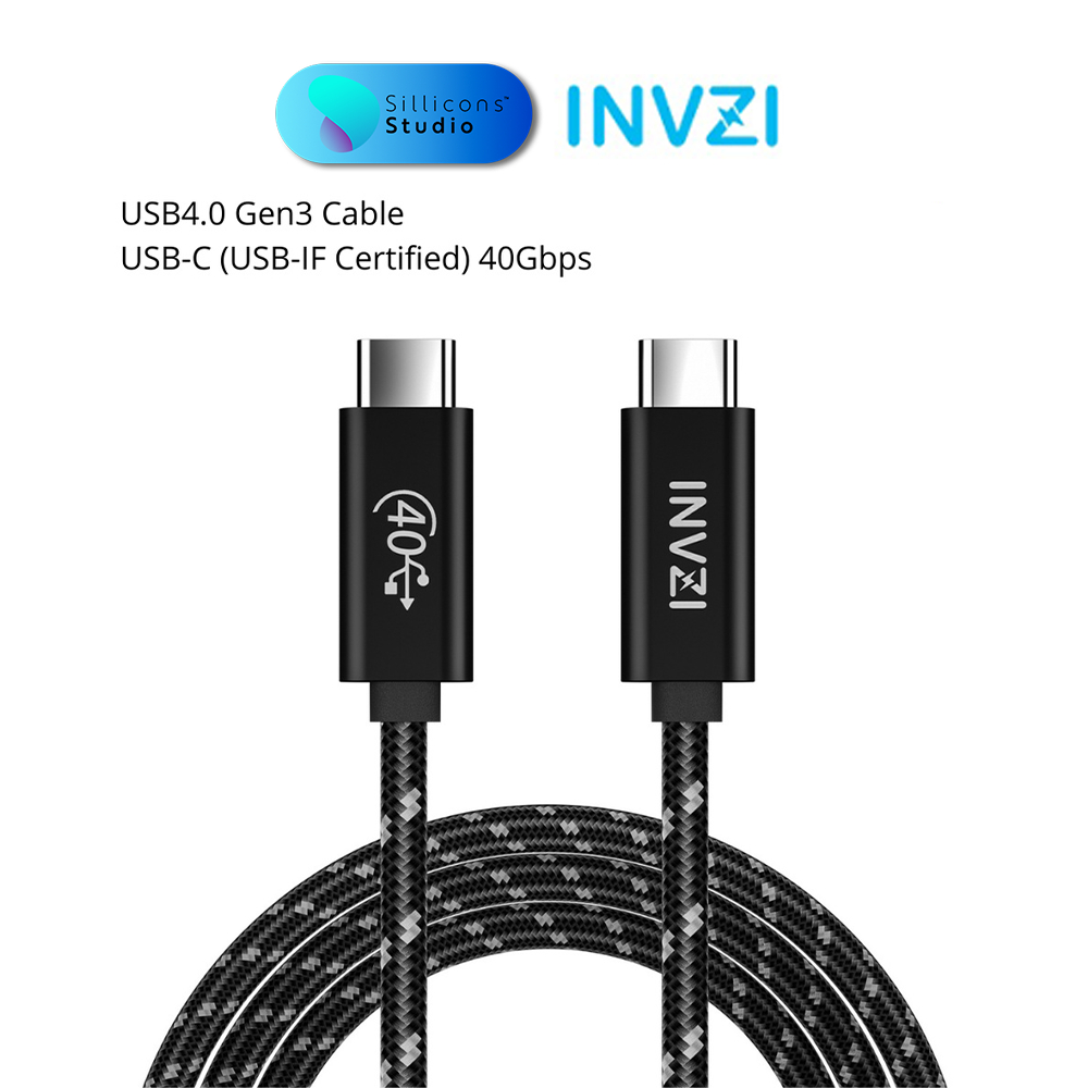[รับประกัน 1ปี] สายชาร์จ INVZI USB4.0 Gen3 Cable USB-C (USB-IF Certified) 40Gbps