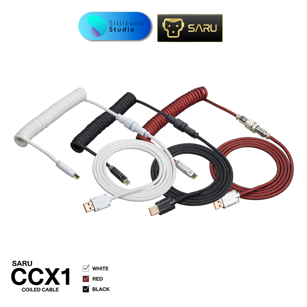 EGA SARU COILED CABLE CCX1 USB-A to USB-C สายเคเบิลสำหรับแมคคานิคอลคีย์บอร์ดและคัสตอมคีย์บอร์ด ยาว 168.5 ซม.
