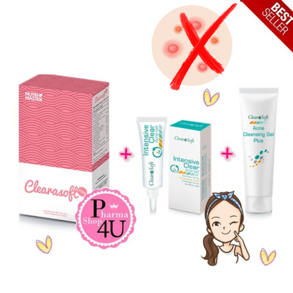 Clearasoft Intensive 15g (Exxe Clearasoft Acne Cleansing Gel Plus) – ဆီဖု/ဝက်ခြံသန့်စင်ဂျယ်