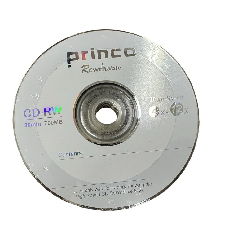 CD-RW (1 แพ็ค x 10 แผ่น) ยี่ห้อ: Princo ความจุ: 700 MB /แผ่น