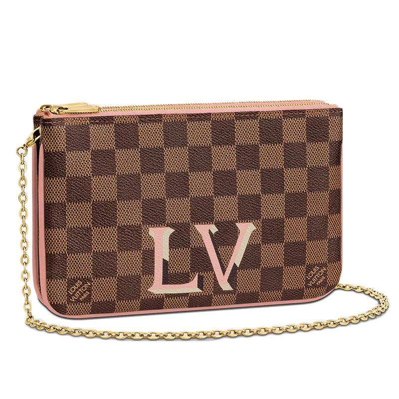 Louis Vuitton/New Style/POCHETTE/DOUBLE/ZIP/Shoulder Bag/Crossbody Bag/Chain Bag/N60254/แท้ 100%
