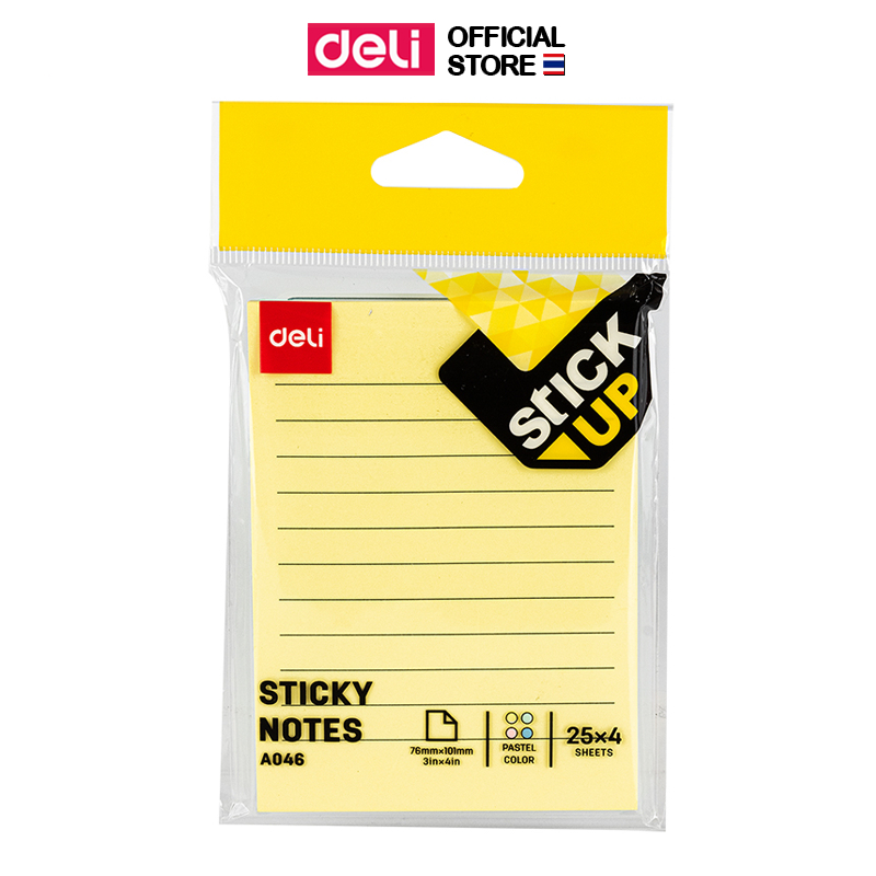 กระดาษโน๊ตกาว Deli โพสท์อิท กระดาษฉีก โพสอิส โพสอิสมีกาว เครื่องเขียน อุปกรณ์การเรียน ขนาด 3x4 นิ้ว มีเส้น 100 แผ่น - รูปที่ 3