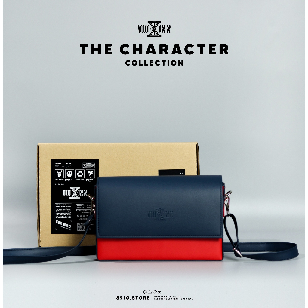 THE CHARACTER มี 4 สี แบรนด์ 8910 กระเป๋าหนัง สะพายข้าง ทรงกล่อง ตั้งได้ แบรนด์ไทย หนังกันน้ำ