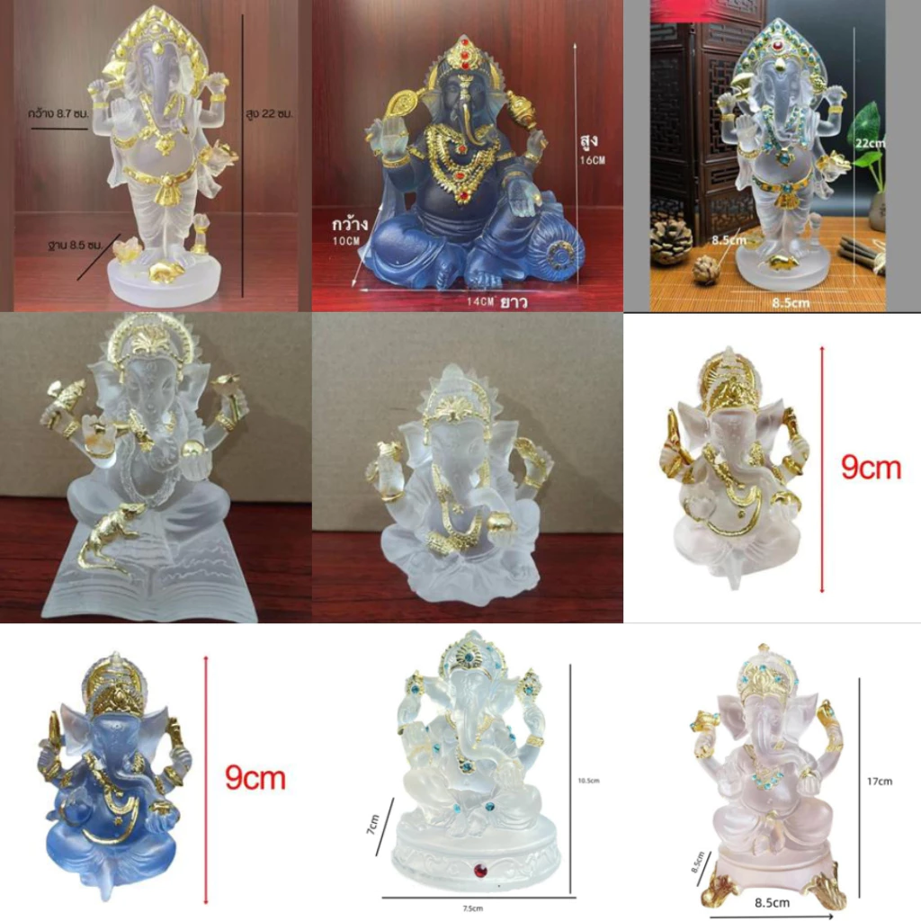 พระพิฆเนศ องค์พระพิฆเนศ ฮินดูรูปปั้นสำเร็จทำจากเรซินใสเครื่องประดับรูปแกะสลัก พร้อมส่ง