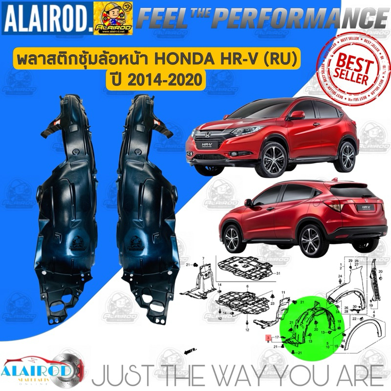 พลาสติกซุ้มล้อ หน้า HONDA HRV HR-V เฮชอาวี ปี 2014-2020 บังฝุ่นล้อหน้า พลาสติกซุ้มล้อ HRV OEM