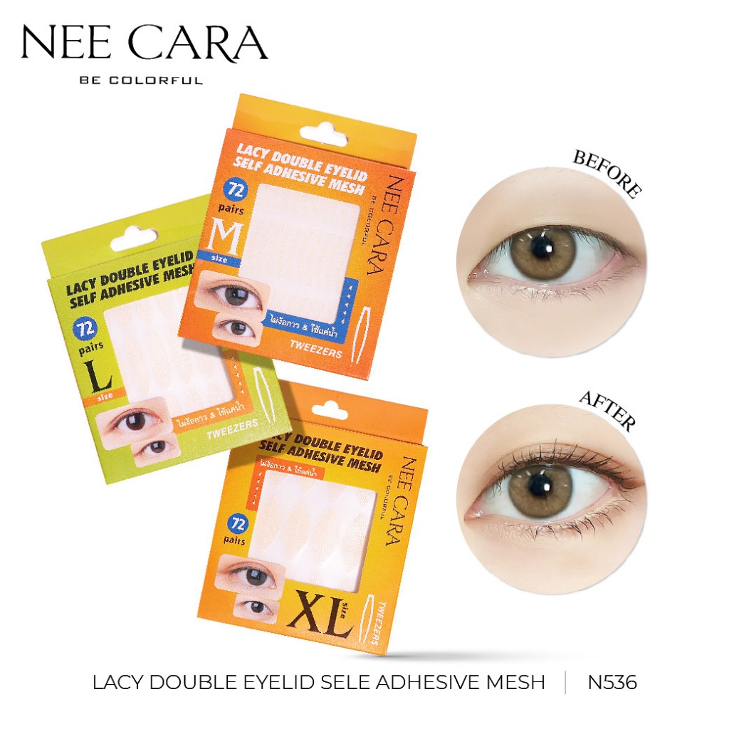 Nee Cara เทปติดตา2ชั้น ใช้ง่าย ติดทน Lacy Double Eyelid Sels Adhesive Mesh | N536