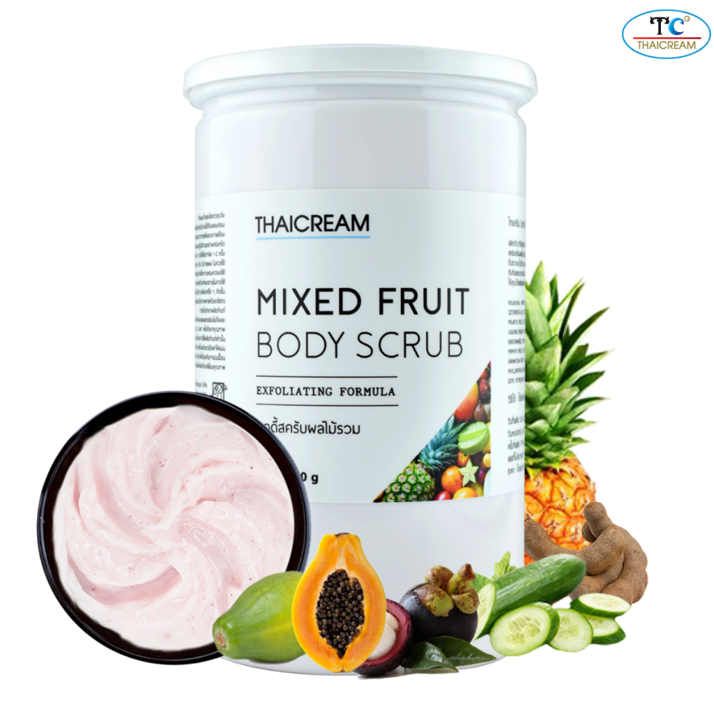 Thaicream สครับผิว สูตร ผลไม้รวม 1kg สำหรับโรงแรม ร้านสปา ร้านนวด ไทยครีม Mixed fruit body scrub
