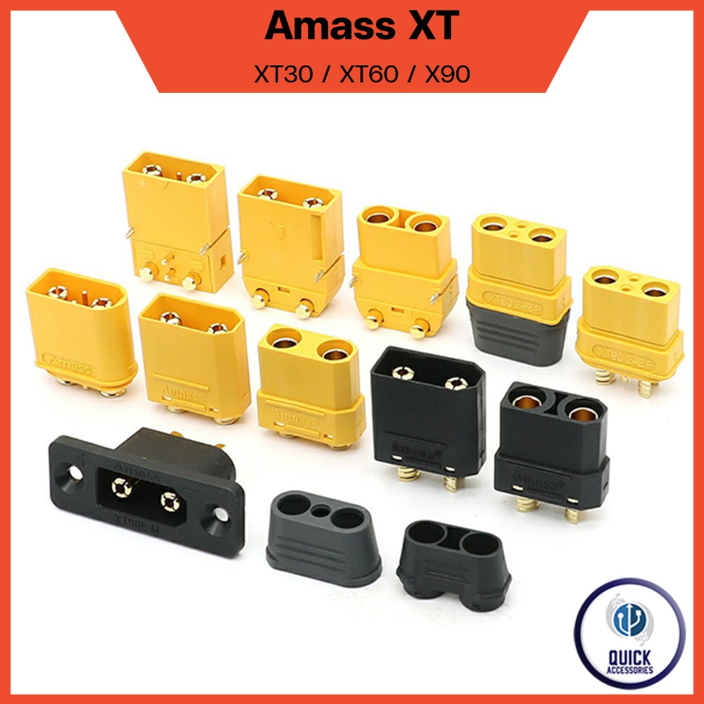 Amass ขั้วต่อแบตเตอรี่ XT30 XT60 XT90 ชุบทอง ผู้-เมีย มีฝาปิด, ปลั๊ก Connectors (XT)