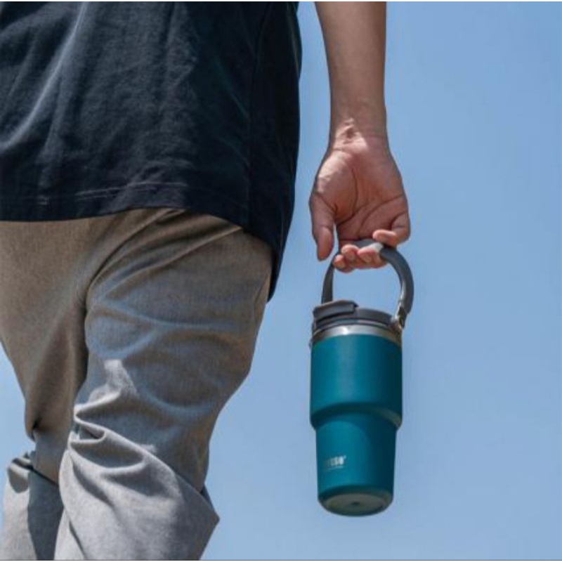 Tyeso vacuumแก้วน้ำสแตนเลสฝาหิ้วพกพา แก้วน้ำเก็บเย็นร้อน Tyeso vacuum