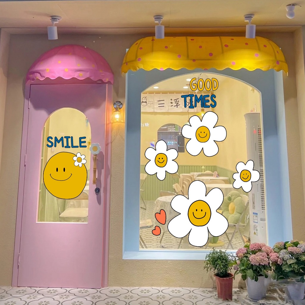สติ๊กเกอร์ ติดกระจก ตกแต่งบ้าน ร้านคาเฟ่ ลอกออกได้ไม่ทิ้งคราบ มีหลายลาย