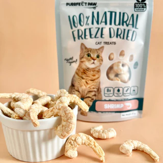 ขนมแมว กุ้งฟรีซดราย 100%(Purrfect Paw) ดีต่อสุขภาพ ขนมแมวไม่เค็ม ขนมแมวฟรีซดราย Freeze dried แมว Shrimp Freeze Dried