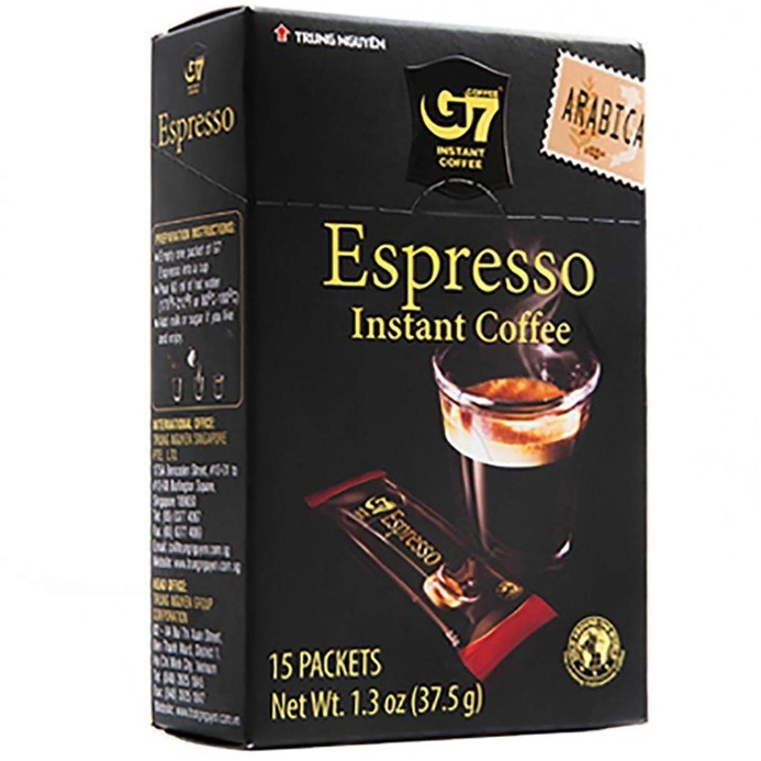 G7 Espresso Instant Coffee จีเซเว่น กาแฟเอสเพรสโซ ของดังเวียดนาม 2.5g.x15ซอง