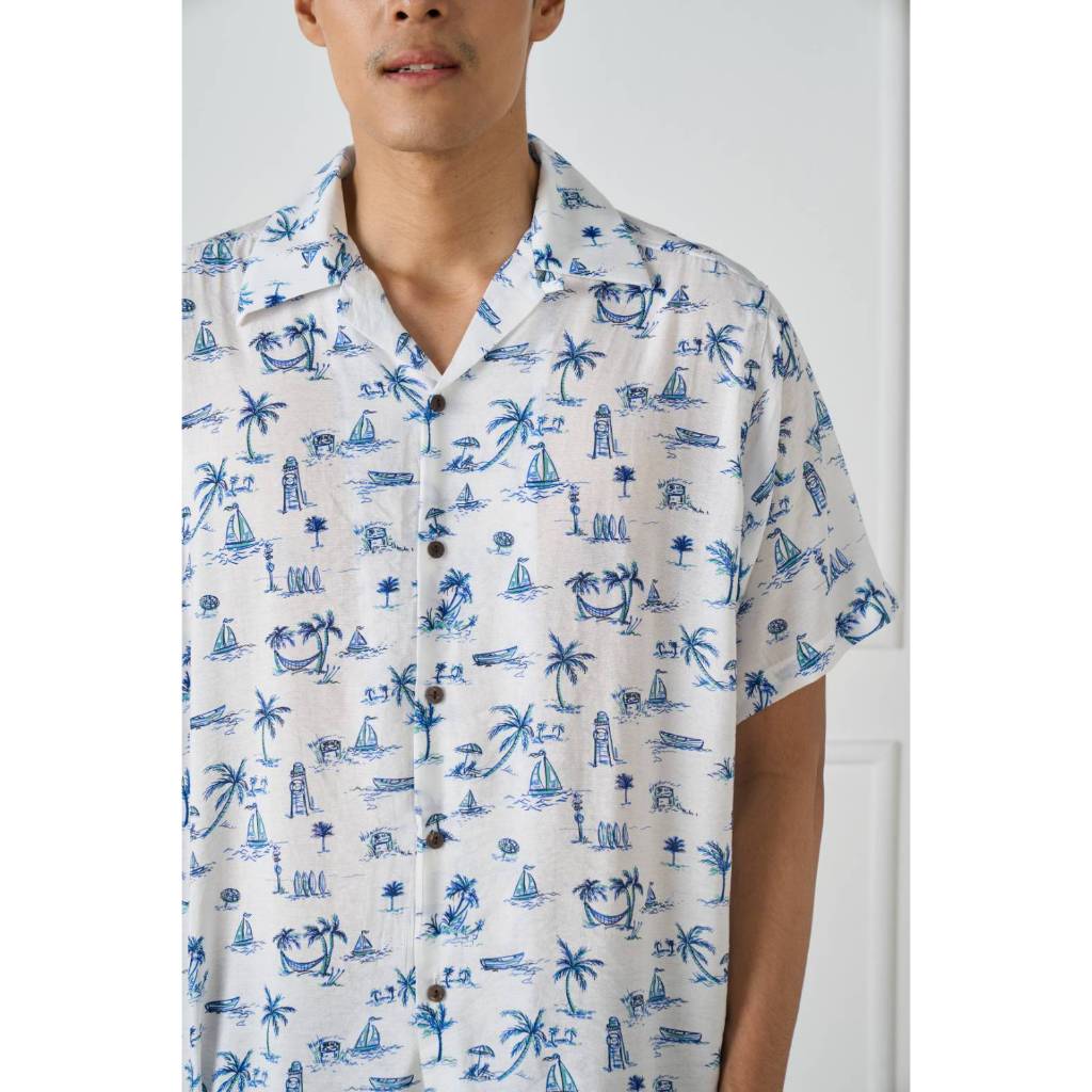 Shirtoria Hawaii เสื้อเชิ้ตแขนสั้นผู้ชาย non iron ลายsail ราคา ถูกที่สุด ดีลบีเคเค แกลเลอรีภาพที่ 7