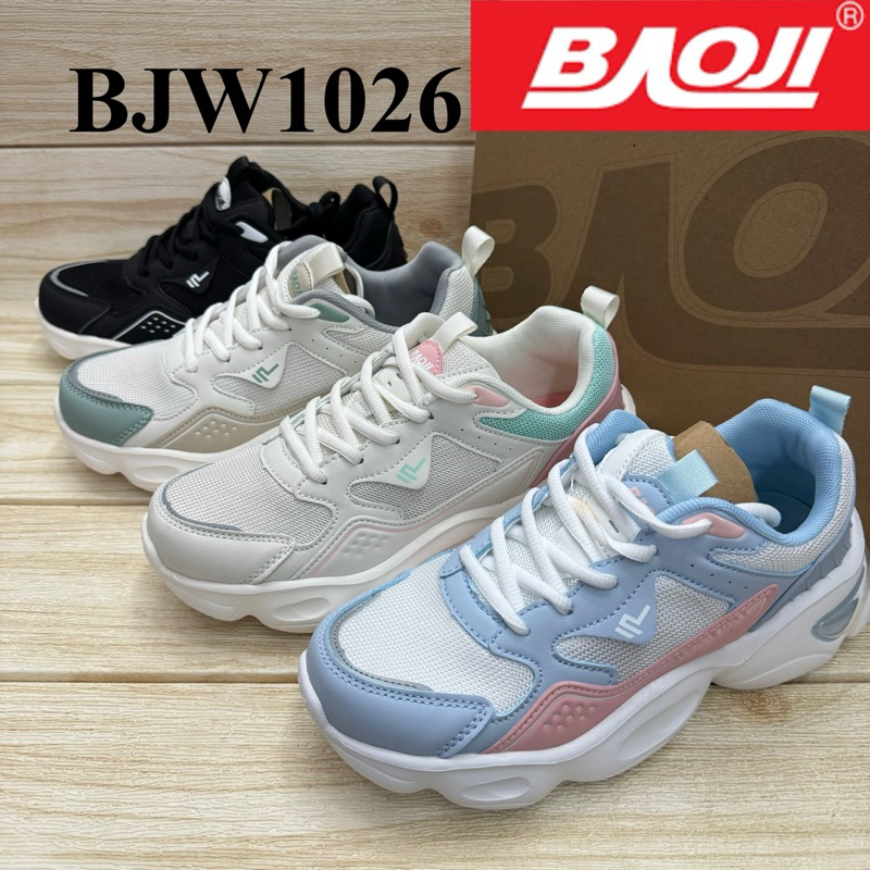 Baoji BJW 1026 รองเท้าผ้าใบ size37-41 สีดำ/ขาว/ครีมชมพู/ครีมเขียว สล