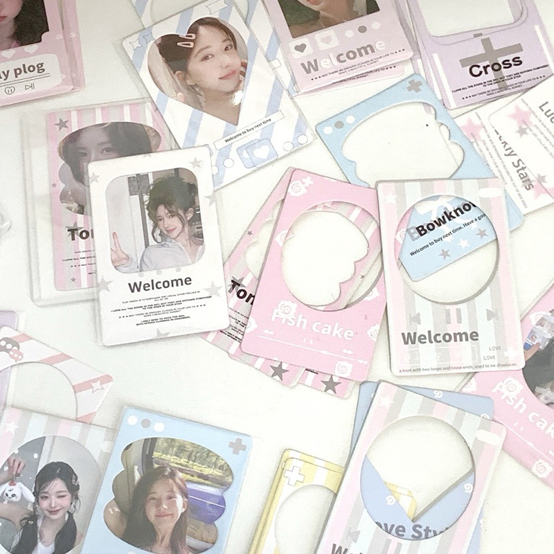 พร้อมส่ง!เฟรมใส่การ์ด ลายน่ารัก แพค10ชิ้นคละลาย กระดาษรองการ์ด สไตล์เกาหลี