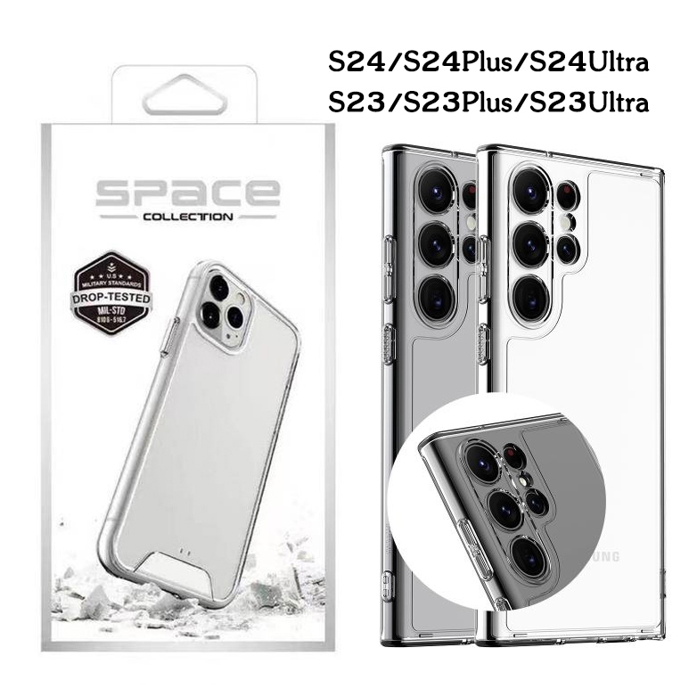 เคสใสกันกระแทก SPACE ของแท้ ไม่เหลือง ปุ่มสีเงิน ใช้สำหรับ Samsung S21 S23 S24 Plus/S23FE S22 ultra S24Ultra S23ultra