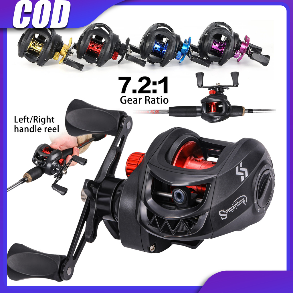 Sougayilang Casting Fishing Reel อัตราส่วนเกียร์ 7.2: 1 รอกตกปลาความเร็วสูง 4 สีให้เลือกน้ำจืด / น้ำเค็ม