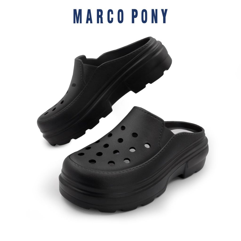 Marco Pony รองเท้าหัวโตส้นสูงผู้หญิง แฟชั่น 5CMพื้นหนา เพิ่มความสูง กันลื่น ลําลอง เหมาะกับฤดู นิ่มเหมือนเหยียบขี้MH9020