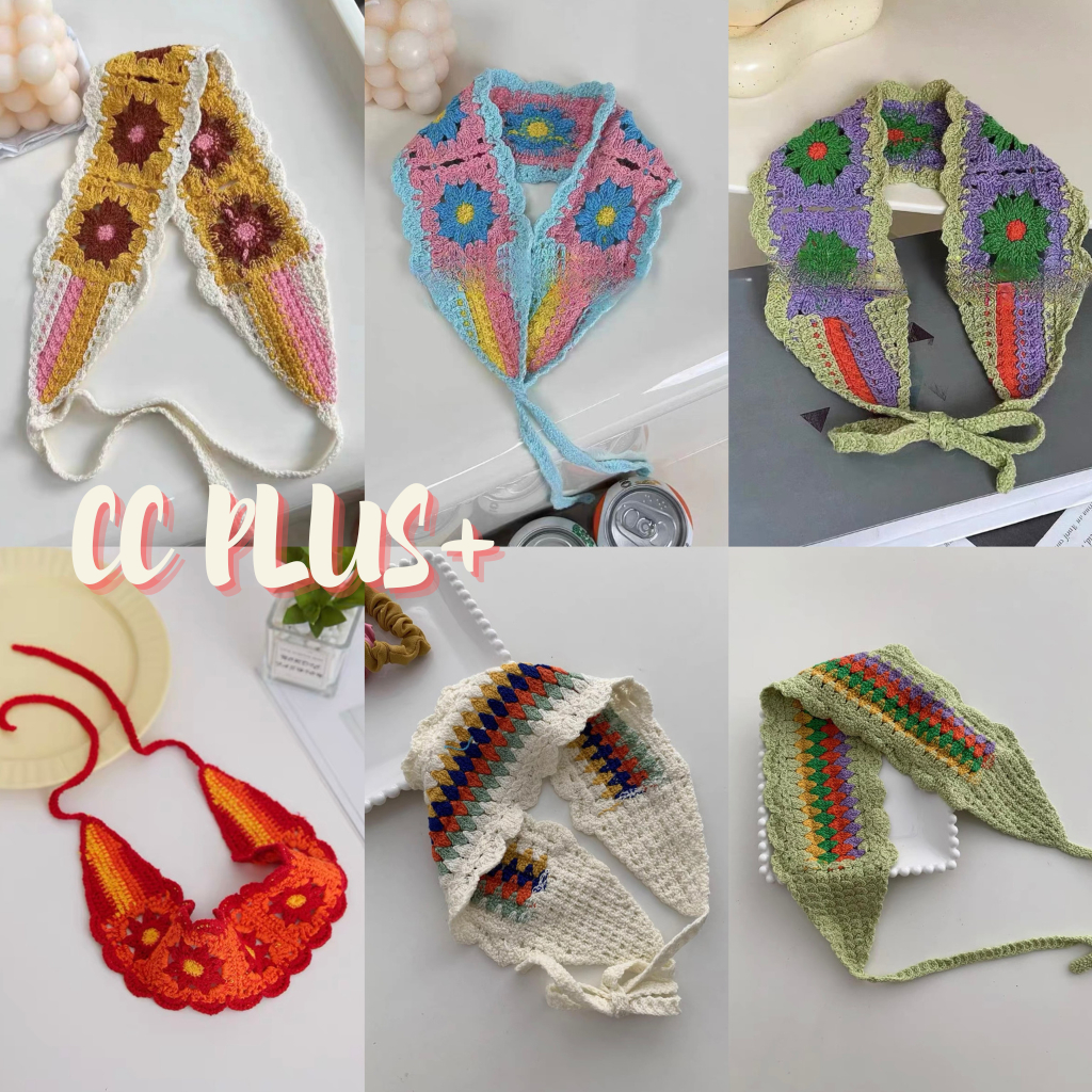 CiCi Plus+(A411) ผ้าคาดผมถักโครเชต์ แฮนด์เมด ลายน่ารักสดใส สไตล์วินเทจ