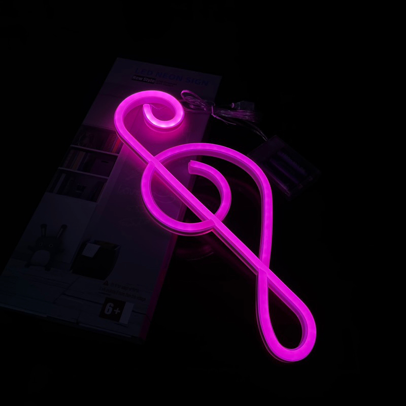 (2in1 ใช้ถ่าน&USB)ไฟนีออนตกแต่งห้อง ป้ายไฟ ป้ายไฟled ป้ายไฟประดับ ป้ายไฟร้าน ป้ายไฟตกแต่งผนัง รูปดนตรี
