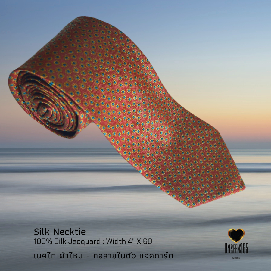 เนคไทผ้าไหม ทอแจ็คการ์ด Silk necktie Jacquard - PRT-10 SN1 -จิม ทอมป์สัน -Jim Thompson