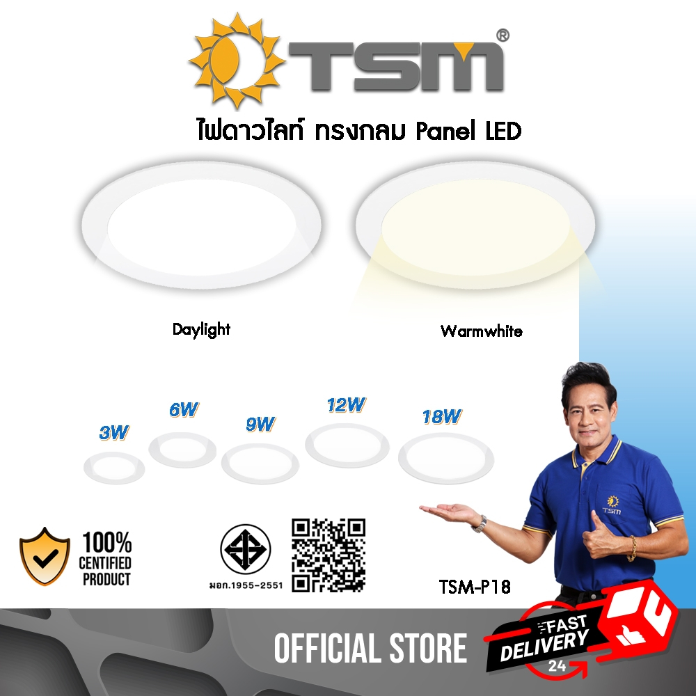 โคมไฟดาวน์ไลท์ LED Downlight Panel ไฟฝังฝ้า ไฟ ไฟพาแนล ไฟติดเพดาน ไฟฝังเพดาน ฝังฝ้า LED