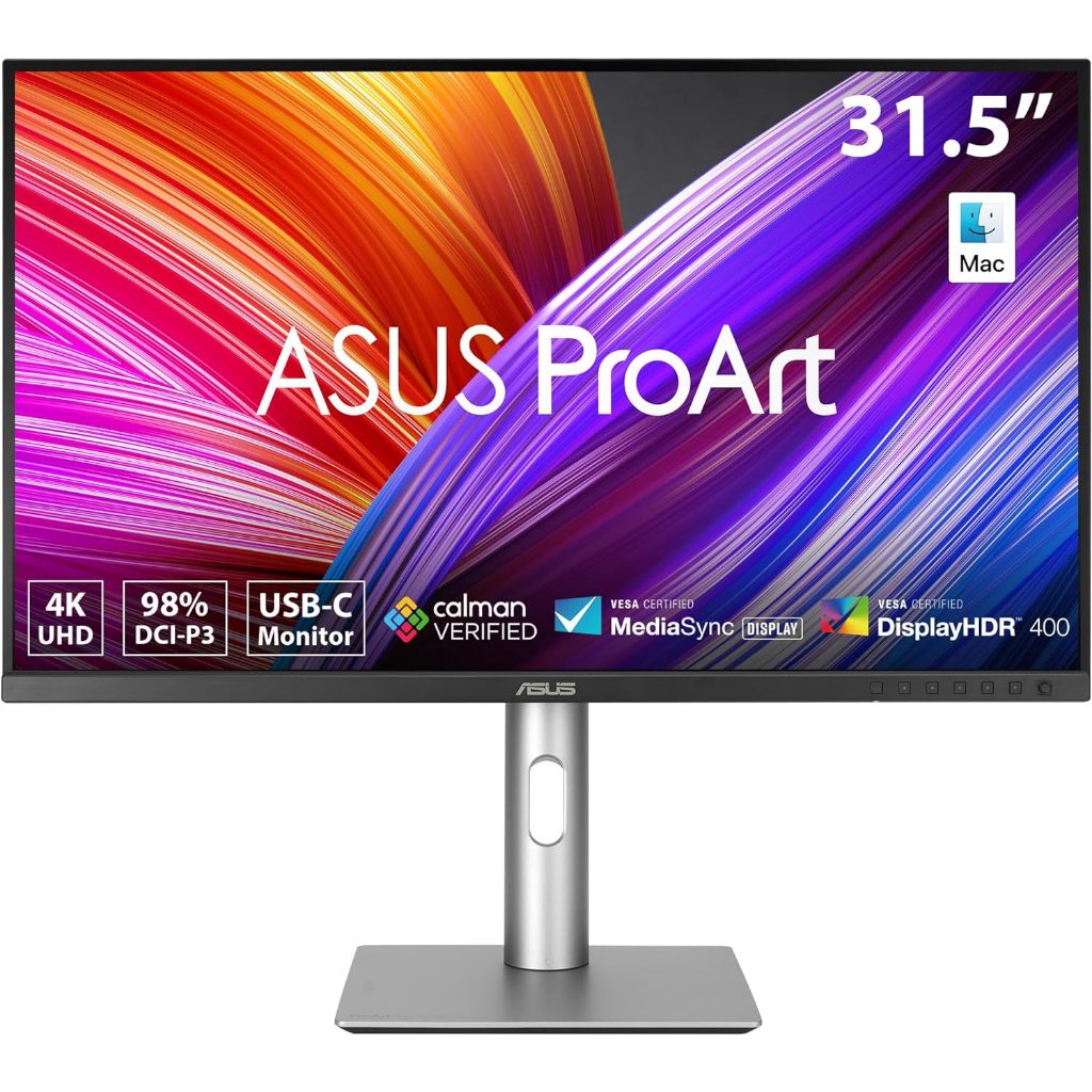 ASUS ProArt Display 32” (31.5" viewable) Professional Monitor (PA329CRV) - IPS, 4K UHD (3840 x 2160), 98% DCI-P3, Color Accuracy ΔE &lt; 2, Calman Verified, USB-C PD 96W, Daisy-Chain, VESA DisplayHDR400
