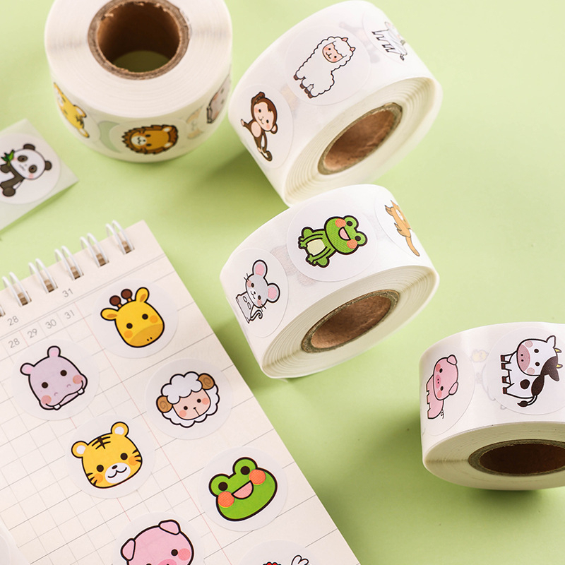 ( LY ) รวมลาย สติกเกอร์การ์ตูนสวนสัตว์ 500ชิ้น/ม้วน
