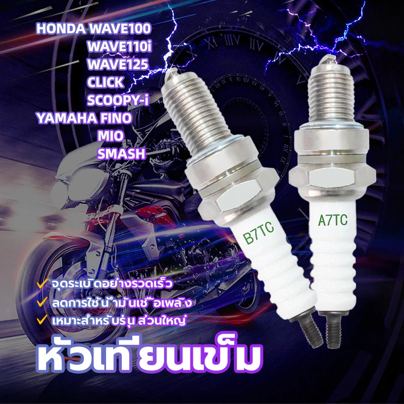 หัวเทียนแต่ง มอเตอร์ไซค์ HONDA WAVE100 WAVE110i WAVE125 CLICK SCOOPY-i / YAMAHA FINO MIO SMASH