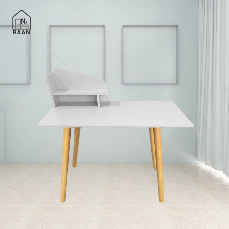 Naibaan โต๊ะทำงาน มินิมอล ขนาด 80 ซม. มีชั้นวางของ Table