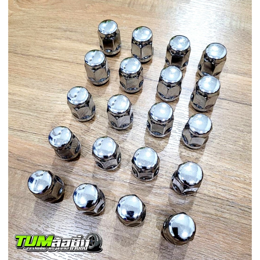 น๊อตล้อเหล็ก เบอร์ 19 ขนาดเกลียว 1.5 สีเงิน  น็อตล้อเดิม  น็อตล้อล้อเหล็กเกลียว 1.5  น็อตเหล็ก  น็อตล้อแม็ก