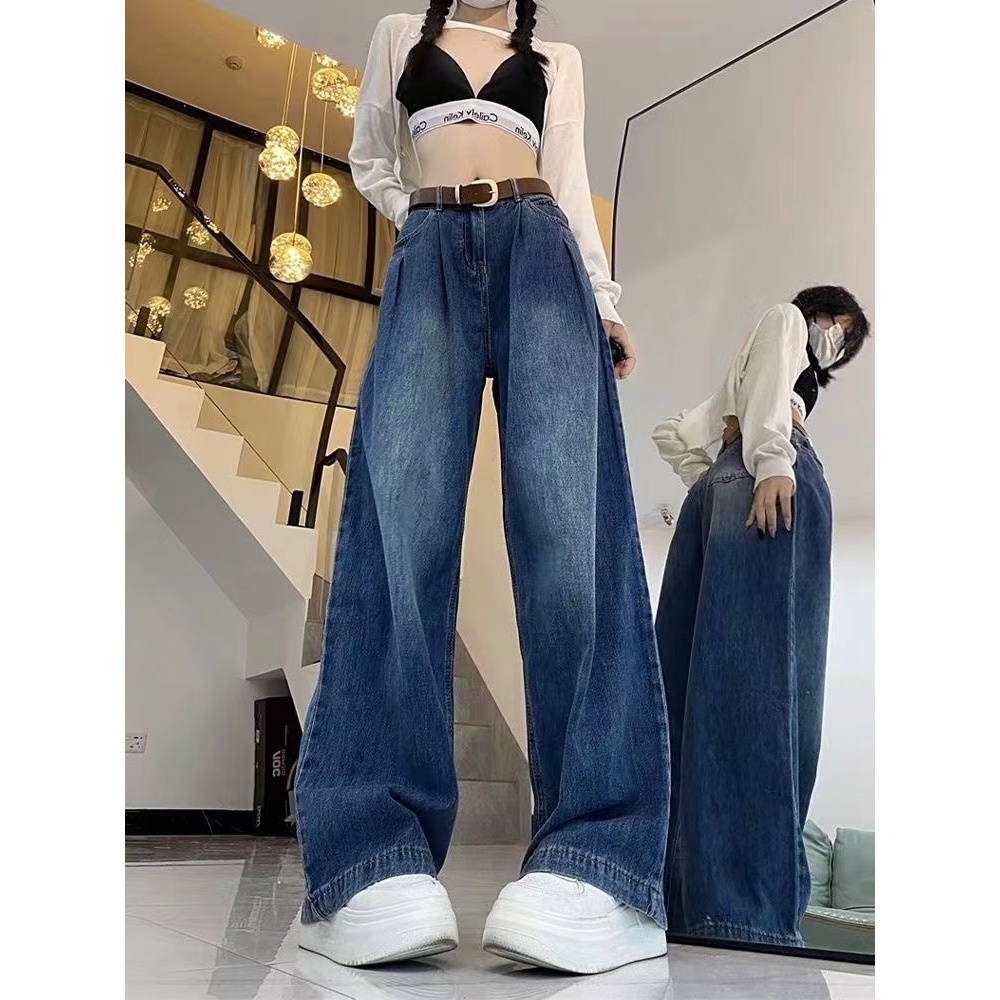 กางเกงยีนส์ขากว้าง เอวสูง ทรงลุง ทรงหลวมๆใส่สบายๆ