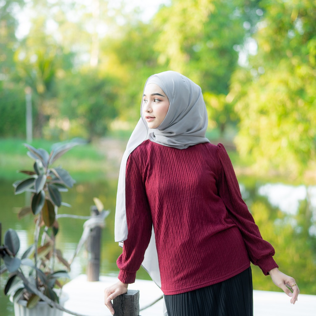 เสื้อแขนยาว ผ้าท๊อฟฟี่ สวมใส่ง่าย เนื้อผ้าเบาสบายไม่ร้อน DF77วาริสมุสลิม