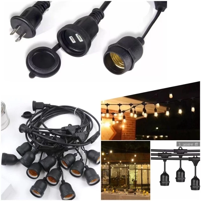 E27 สายไฟห้อยระย้า ม้วน 5-20เมตรพร้อมหลอด led 3w สายไฟขั้วระย้า งานคุณภาพ กันน้ำ เส้นหนา ทนทาน ขายไฟราว ไฟราวสําเร็จรูป