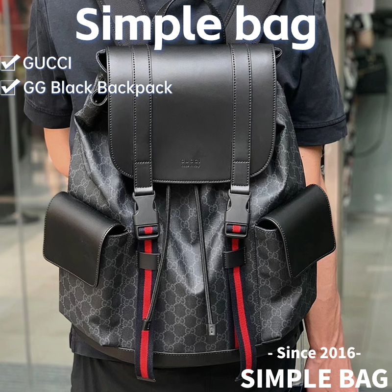 กุชชี่💥GUCCI GG Black Backpack กระเป๋าเป้สะพายหลัง